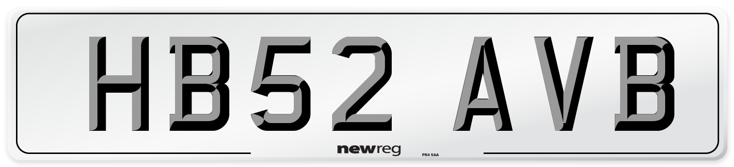 HB52 AVB Number Plate from New Reg